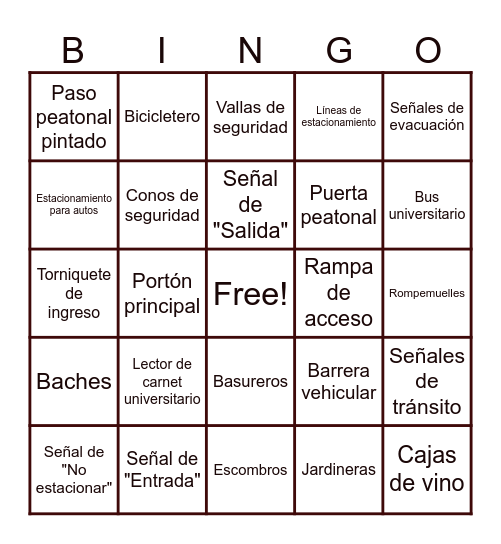 Zonas de acceso y transporte :) Bingo Card