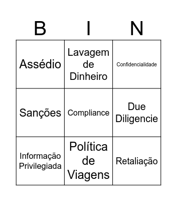Bingo do Compliance Bingo Card