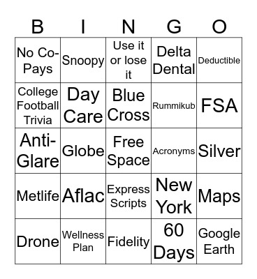 BENEFITS BINGO Card