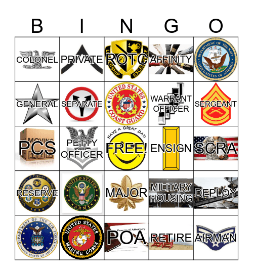 Military Bingo Card