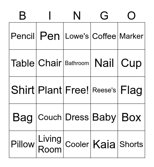 Baby Shower Bingo Card