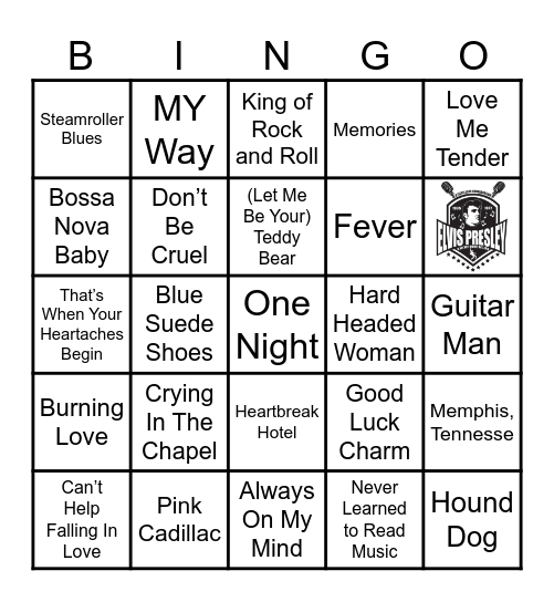 Elvis Presley Bingo Card