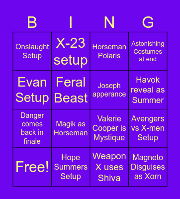 X-men 97 bets Bingo Card