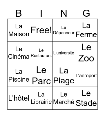 French Stores & Places Bingo Card