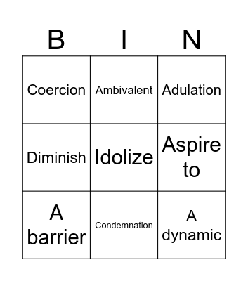 Vocab Bingo Card
