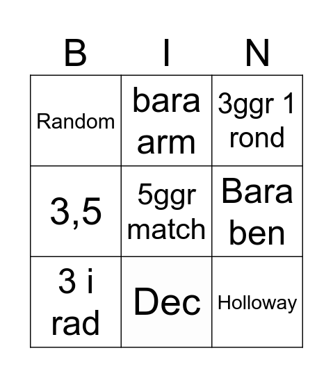 Jens Bingo Card