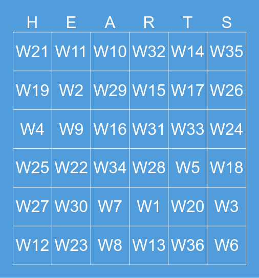WARRIORS HEART Bingo Card