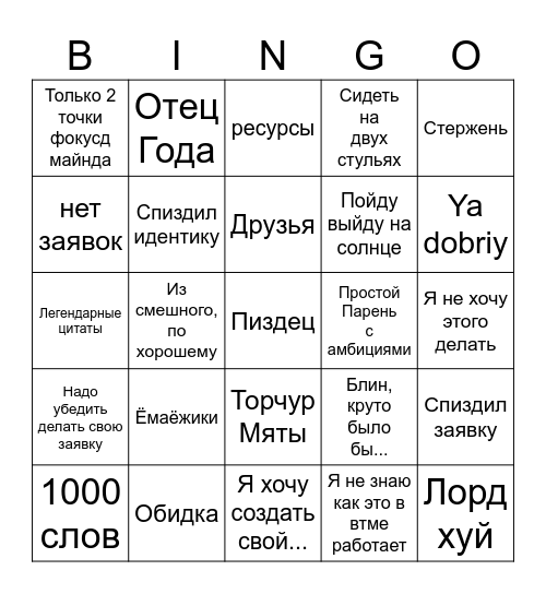 Кое-кто Bingo Card