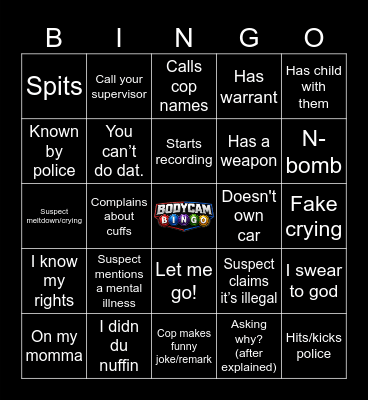 BODYCAM BINGO! Bingo Card