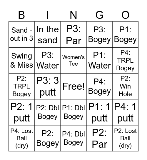 Bingolf Bingo Card