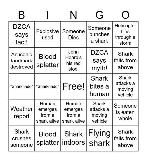 Sharknado! Bingo Card
