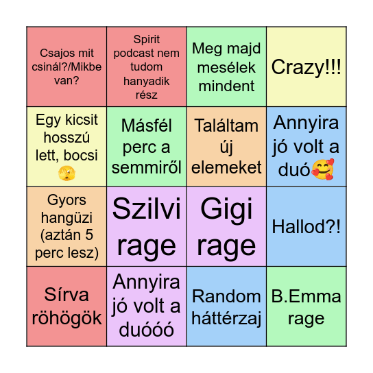Spirit Hangüzi Bingo Card