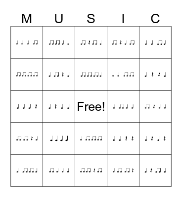 Rhythm Bingo! Bingo Card