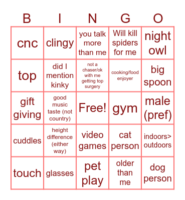are you ash’s type? Bingo Card