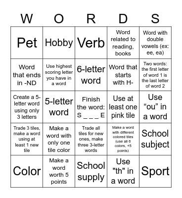 Scrabble Scramble: BINGO Edition Bingo Card