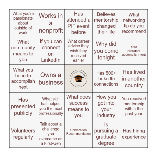 Career Bingo Card