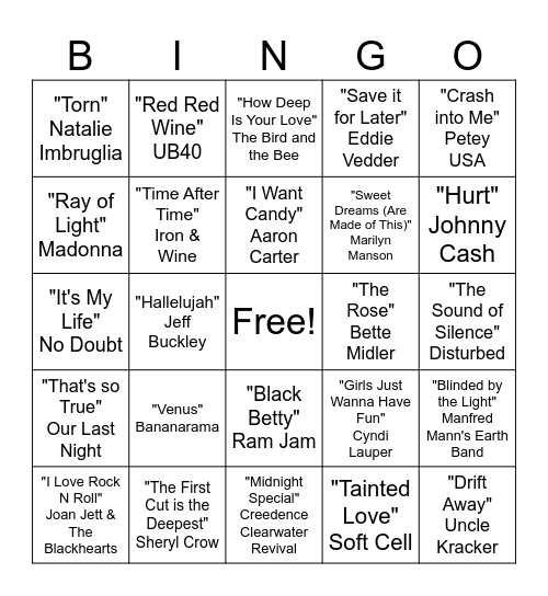 that's a cover! Bingo Card