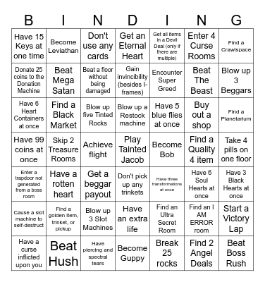 TBoI Repentance Bingo (EVIL) Bingo Card