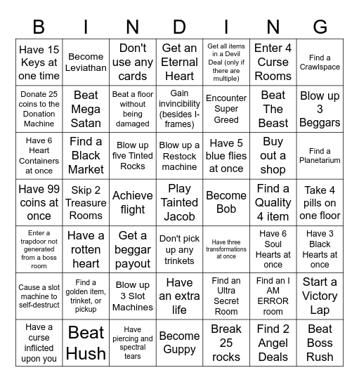 TBoI Repentance Bingo (EVIL) Bingo Card