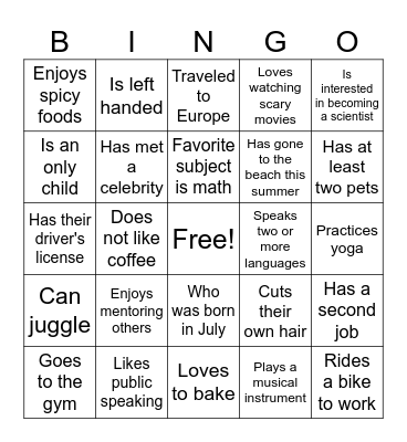 EDUCATION DAY - July 10, 2026     Find Someone Who... Bingo Card