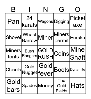 GOLD RUSH BINGO Card