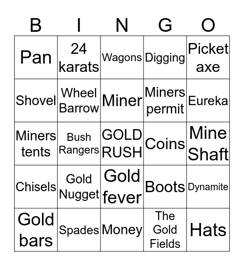 GOLD RUSH BINGO Card