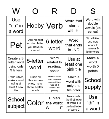 Scrabble Scramble: BINGO Edition Bingo Card