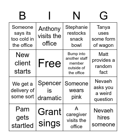 Office Bingo Card