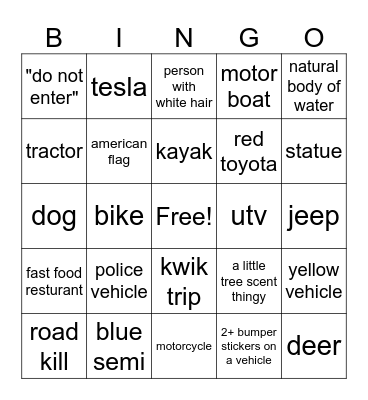 Eagle River MA Bingo Card