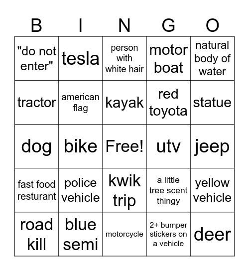 Eagle River MA Bingo Card