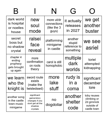 deltarune chapter 6 Bingo Card