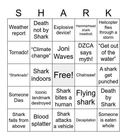 Sharknado! with the DZCA Bingo Card