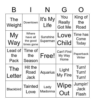 Music Bingo Card