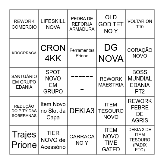 Bingão do Banquete Bingo Card