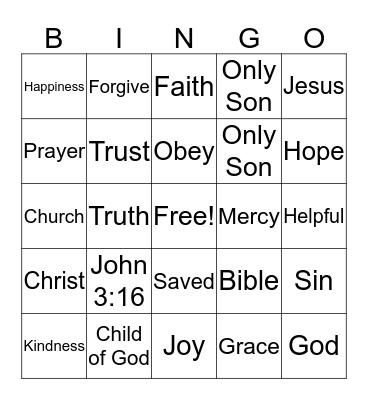 JESUS LOVES JAM KIDS Bingo Card