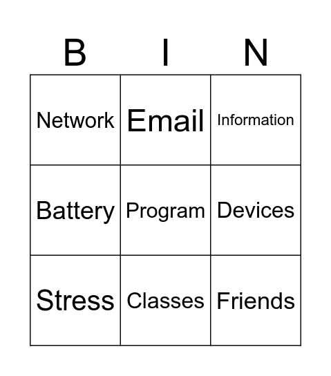 TECHNOLOGY Bingo Card