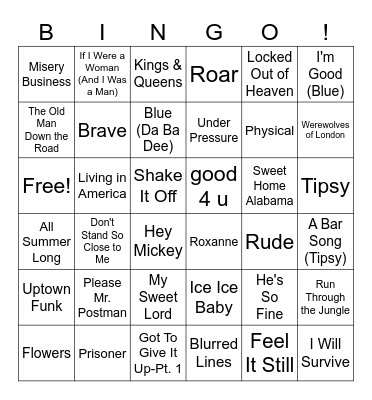 Sarah's Playlist--This or That Bingo Card