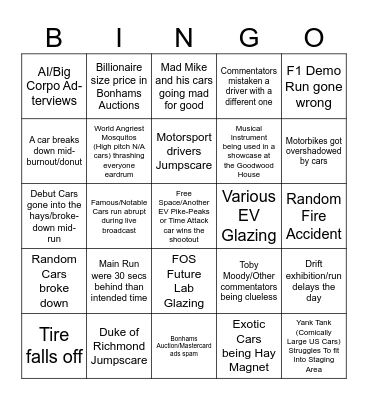 Goodwood FOS Bingo Card