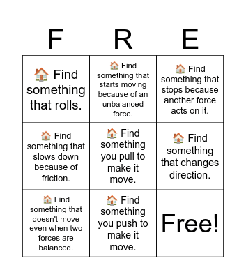 Forces Scavenger Hunt Bingo Card