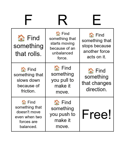 Forces Scavenger Hunt Bingo Card