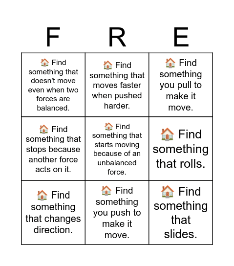 Forces Scavenger Hunt Bingo Card