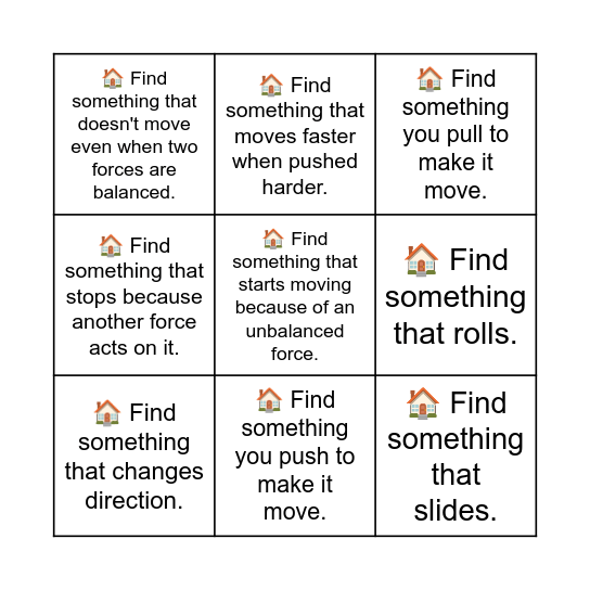 Forces Scavenger Hunt Bingo Card