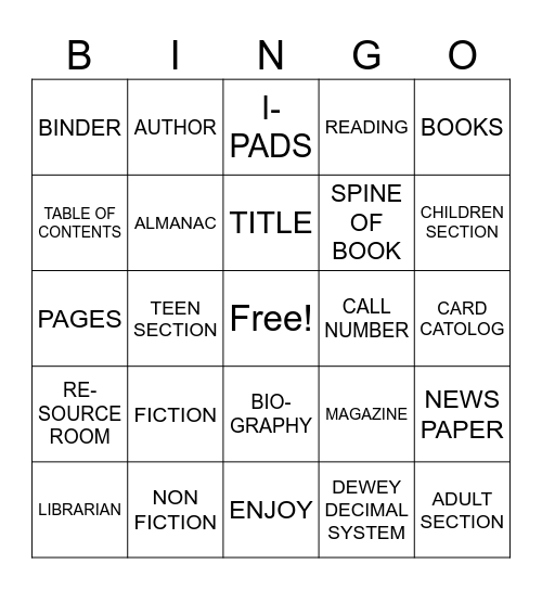 LIBRARY Bingo Card