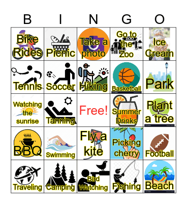 Summer Time Bingo Card