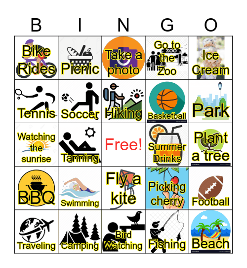 Summer Time Bingo Card