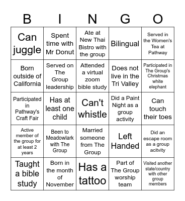Human Bingo Card
