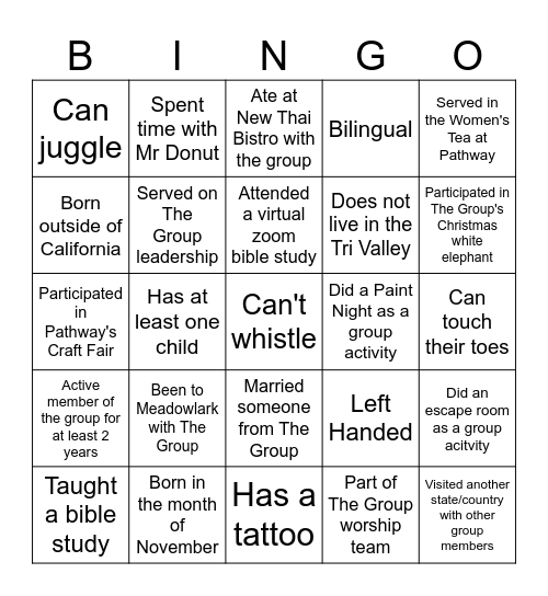 Human Bingo Card