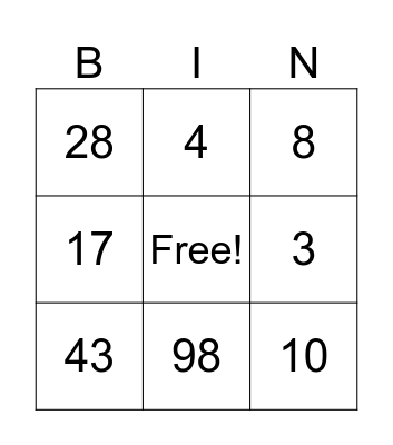 Untitled Bingo Card