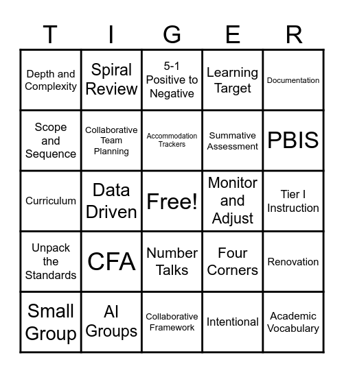PD Bingo Card