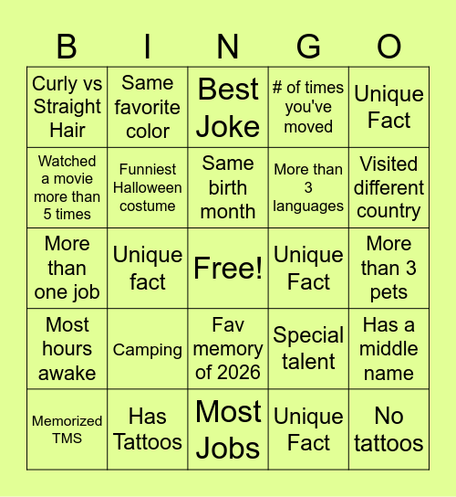 CMR Bingo Card